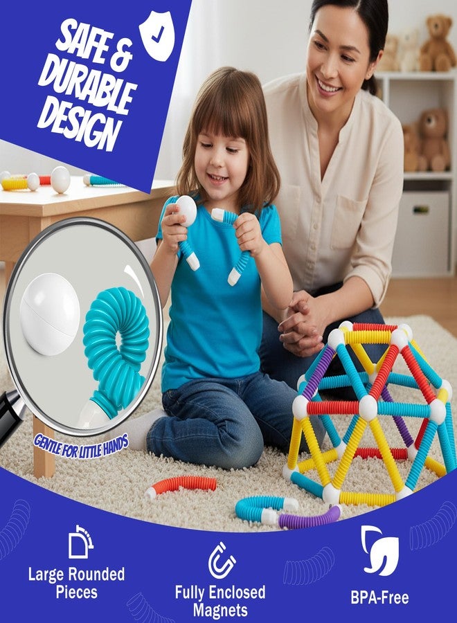 ROHSCE Flexible Magnetic Tubes for Kids - 66 PCS STEM Learning Builder Set, Snap & Shape Creative Structures - Image 4